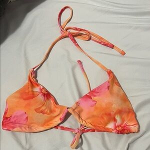 Floral Bikini Top in Orange and Pink
